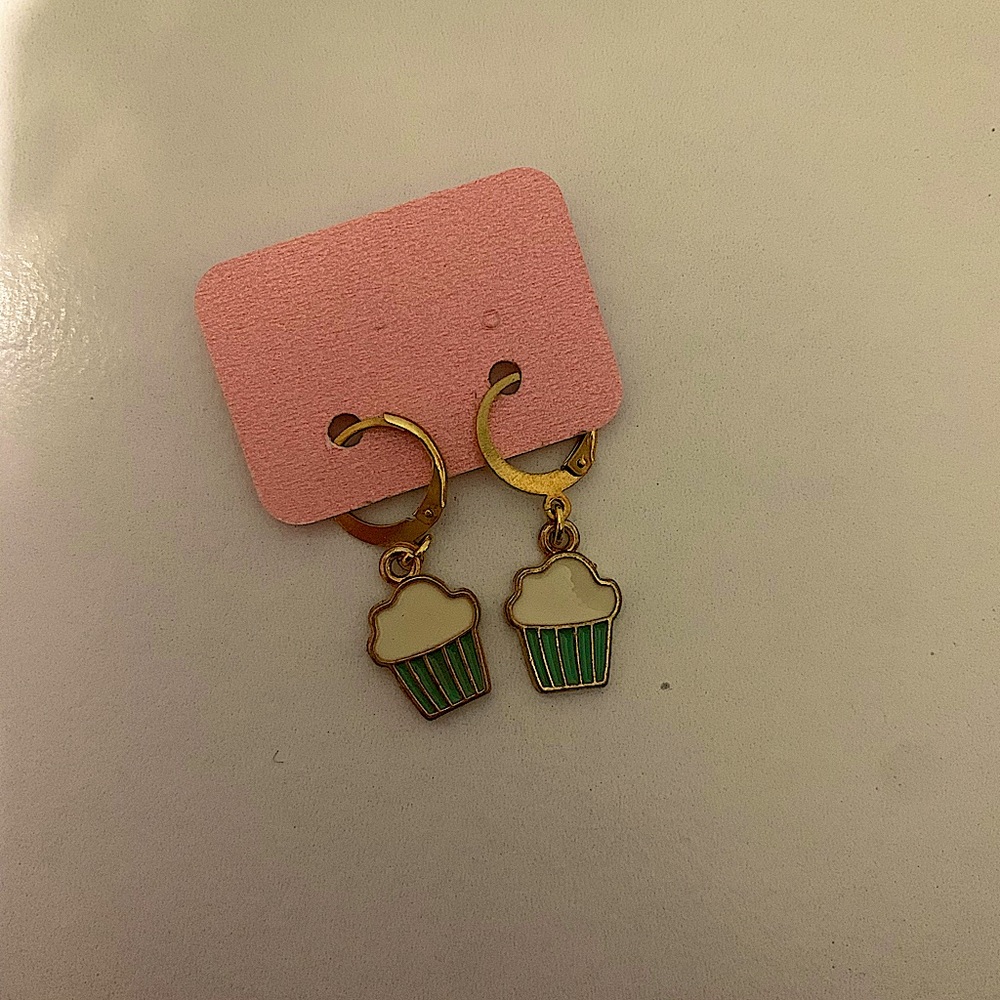 Blue cupcake earrings